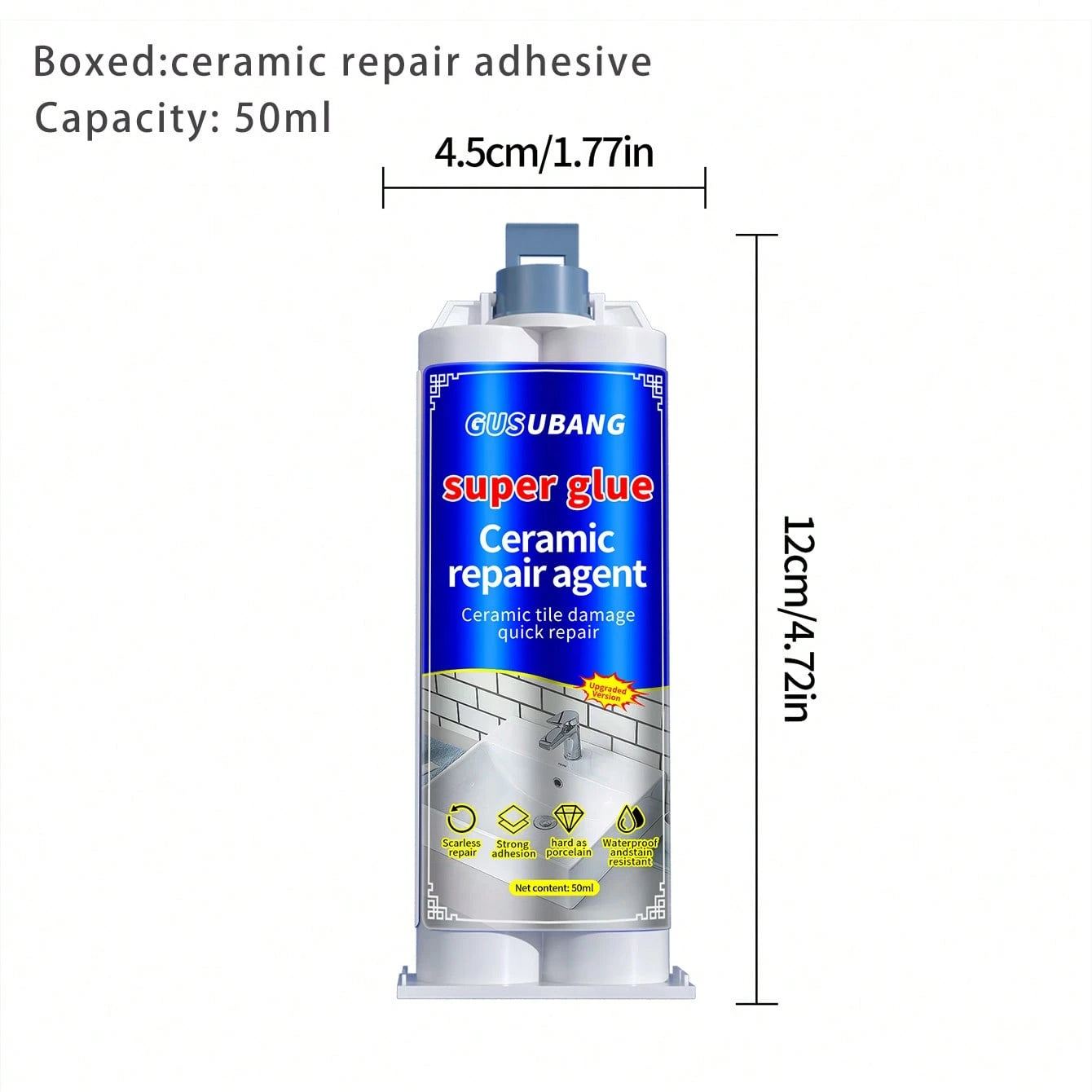 1/2pcs Super Waterproof Ceramic Repair Adhesive, Effectively Repairs Cracks On Sinks, Bathtubs, Toilets, Suitable For Bathroom, Kitchen Repair And Renovation