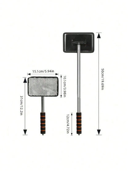 1/3/4PCS Retractable Windshield Cleaning Tool, Telescopic Car Window Cleaner With Washable Microfiber Pads, Interior Glass Cleaning Brush, Streak-Free Auto Windshield Cleaner For Cars, SUVs, Trucks &