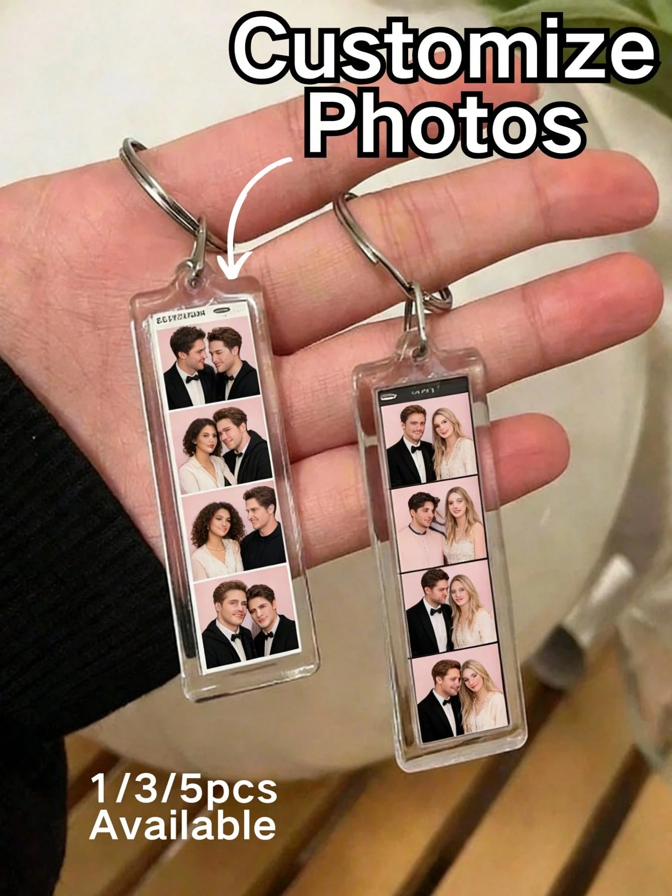 1/3/5 Personalized Photo And Text Keychains, Photo Strip Keychains, Valentine's Day Gifts, Photo Keychains, Anniversary Gifts, Bag Accessories, Birthday Gift