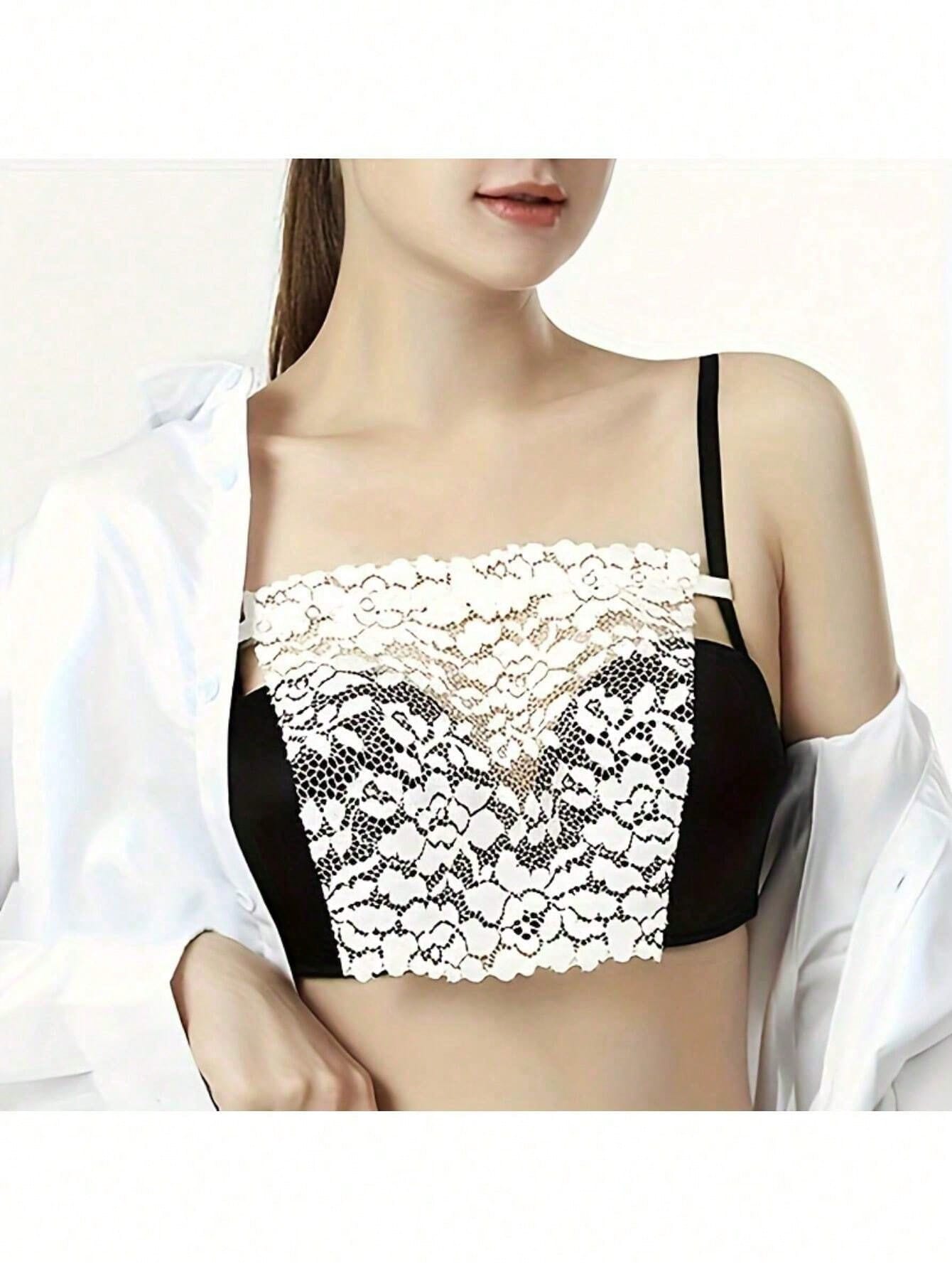 1/3/6pcs Elegant Floral Anti-Glare Breast Pads- Fashionable Comfortable Bra Inserts, Women's Lace Knit Padding, One-Piece Anti-Slip Bandeau, Lace Women's Seamless Exquisite Cropped Sexy Strapless Inv