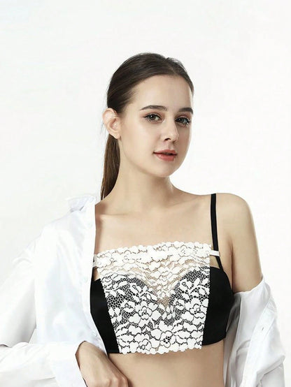 1/3/6pcs Elegant Floral Anti-Glare Breast Pads- Fashionable Comfortable Bra Inserts, Women's Lace Knit Padding, One-Piece Anti-Slip Bandeau, Lace Women's Seamless Exquisite Cropped Sexy Strapless Inv