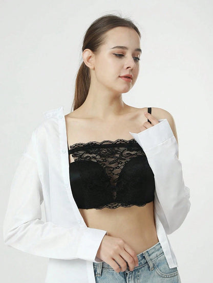 1/3/6pcs Elegant Floral Anti-Glare Breast Pads- Fashionable Comfortable Bra Inserts, Women's Lace Knit Padding, One-Piece Anti-Slip Bandeau, Lace Women's Seamless Exquisite Cropped Sexy Strapless Inv