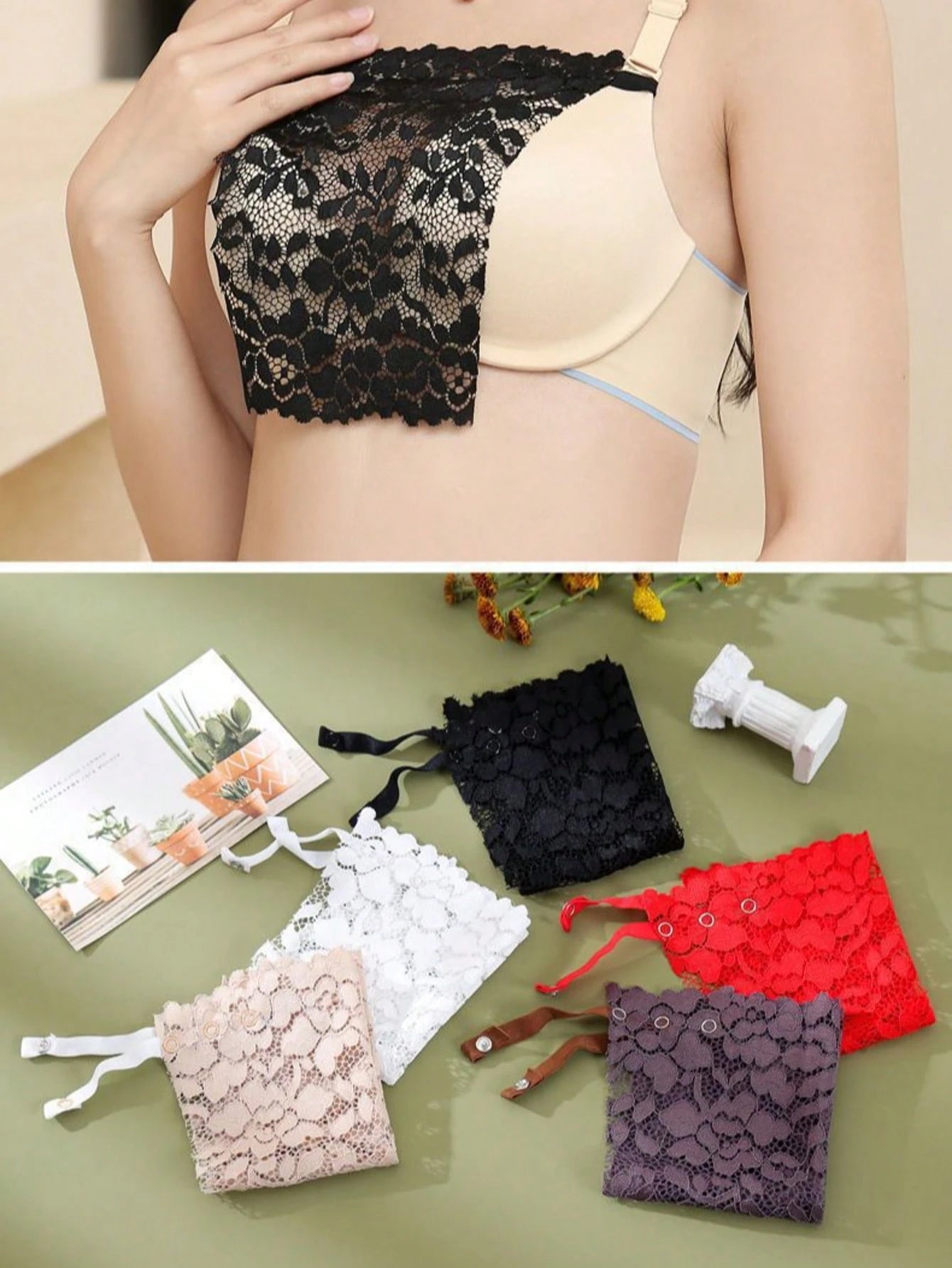 1/3/6pcs Elegant Floral Anti-Glare Breast Pads- Fashionable Comfortable Bra Inserts, Women's Lace Knit Padding, One-Piece Anti-Slip Bandeau, Lace Women's Seamless Exquisite Cropped Sexy Strapless Inv