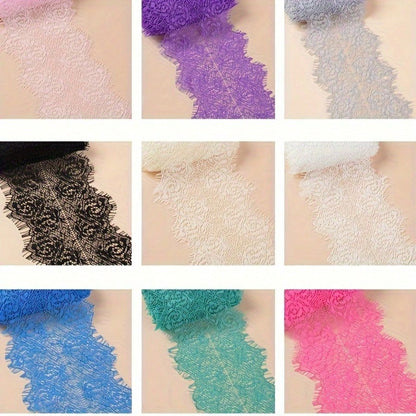 1/3" Soft Eyelash Lace Trim (Non-Stretch), Floral Lace For Sewing, Transparent Lace Ribbon (Suitable For DIY Wedding Decor), Lace Fabric For Clothing Accessories (Applicable To Lingerie, Dresses, Veil