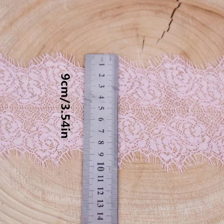 1/3" Soft Eyelash Lace Trim (Non-Stretch), Floral Lace For Sewing, Transparent Lace Ribbon (Suitable For DIY Wedding Decor), Lace Fabric For Clothing Accessories (Applicable To Lingerie, Dresses, Veil