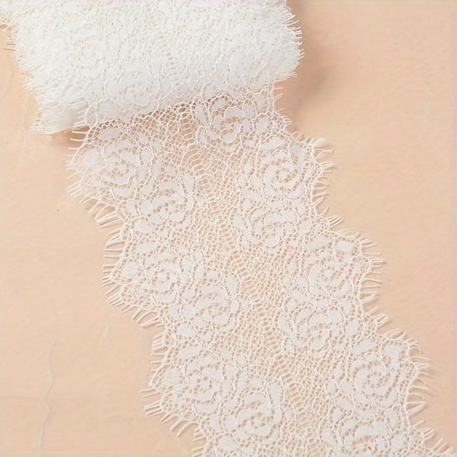1/3" Soft Eyelash Lace Trim (Non-Stretch), Floral Lace For Sewing, Transparent Lace Ribbon (Suitable For DIY Wedding Decor), Lace Fabric For Clothing Accessories (Applicable To Lingerie, Dresses, Veil