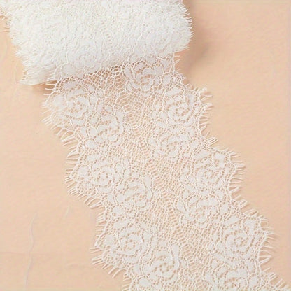 1/3" Soft Eyelash Lace Trim (Non-Stretch), Floral Lace For Sewing, Transparent Lace Ribbon (Suitable For DIY Wedding Decor), Lace Fabric For Clothing Accessories (Applicable To Lingerie, Dresses, Veil