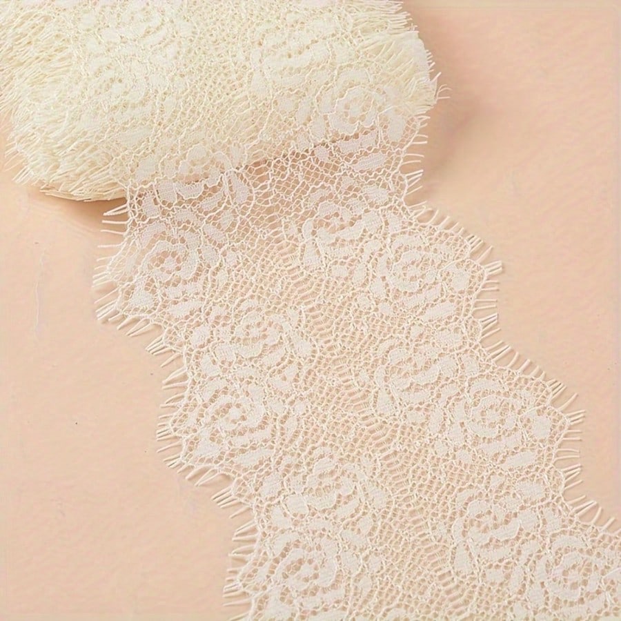 1/3" Soft Eyelash Lace Trim (Non-Stretch), Floral Lace For Sewing, Transparent Lace Ribbon (Suitable For DIY Wedding Decor), Lace Fabric For Clothing Accessories (Applicable To Lingerie, Dresses, Veil