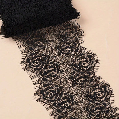 1/3" Soft Eyelash Lace Trim (Non-Stretch), Floral Lace For Sewing, Transparent Lace Ribbon (Suitable For DIY Wedding Decor), Lace Fabric For Clothing Accessories (Applicable To Lingerie, Dresses, Veil