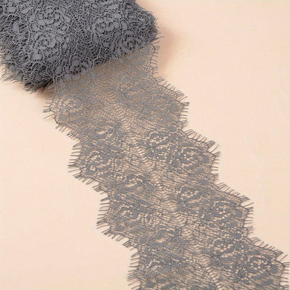 1/3" Soft Eyelash Lace Trim (Non-Stretch), Floral Lace For Sewing, Transparent Lace Ribbon (Suitable For DIY Wedding Decor), Lace Fabric For Clothing Accessories (Applicable To Lingerie, Dresses, Veil