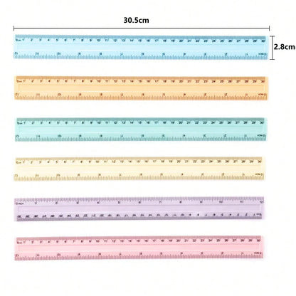 1-30pcs Colorful Plastic Rulers- 12 Inch Rulers With Centimeter, Millimeter, Inch Scales, Multi-Color Options, School Use