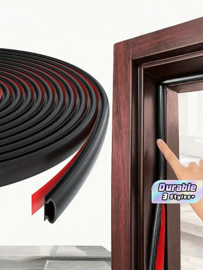 1/3pcs 6-Meter Silicone Rubber Sealing Strip, Door Sealing Strip, Professional Door And Window Self-Adhesive Window Sealing Strip, Self-Adhesive Rear Door Windproof Strip, Rubber Anti-Collision Strip