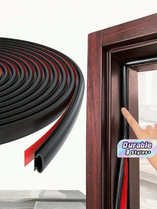 1/3pcs 6-Meter Silicone Rubber Sealing Strip, Door Sealing Strip, Professional Door And Window Self-Adhesive Window Sealing Strip, Self-Adhesive Rear Door Windproof Strip, Rubber Anti-Collision Strip