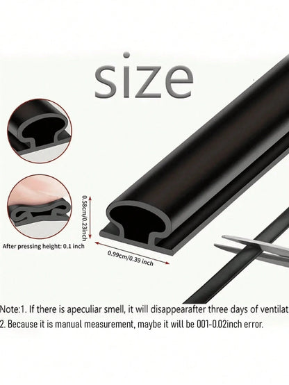 1/3pcs 6-Meter Silicone Rubber Sealing Strip, Door Sealing Strip, Professional Door And Window Self-Adhesive Window Sealing Strip, Self-Adhesive Rear Door Windproof Strip, Rubber Anti-Collision Strip