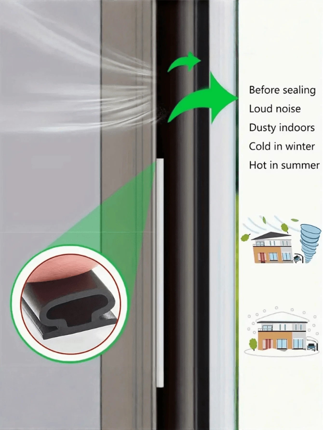 1/3pcs 6-Meter Silicone Rubber Sealing Strip, Door Sealing Strip, Professional Door And Window Self-Adhesive Window Sealing Strip, Self-Adhesive Rear Door Windproof Strip, Rubber Anti-Collision Strip