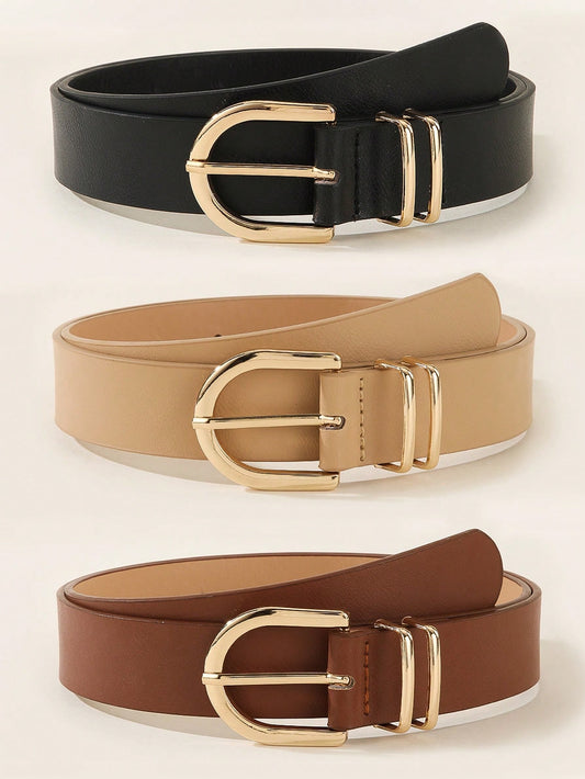 1/3pcs Fashionable Square Buckle Women's Belt, Minimalist & Versatile For Pants, Dresses, Casual & Elegant, Suitable For Waist Size 75~85cm/29.5~33.5in