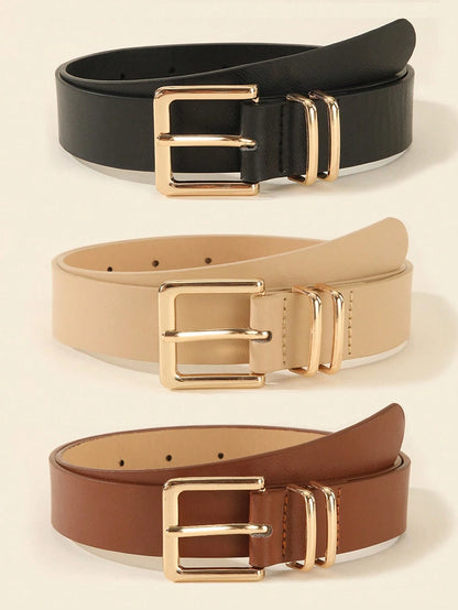 1/3pcs Fashionable Square Buckle Women's Belt, Minimalist & Versatile For Pants, Dresses, Casual & Elegant, Suitable For Waist Size 75~85cm/29.5~33.5in