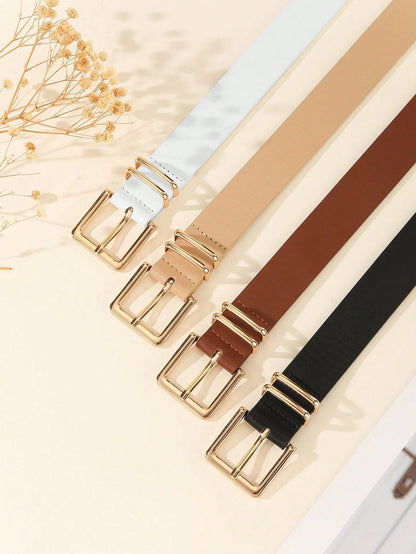 1/3pcs Fashionable Square Buckle Women's Belt, Minimalist & Versatile For Pants, Dresses, Casual & Elegant, Suitable For Waist Size 75~85cm/29.5~33.5in