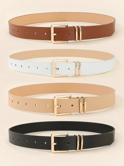 1/3pcs Fashionable Square Buckle Women's Belt, Minimalist & Versatile For Pants, Dresses, Casual & Elegant, Suitable For Waist Size 75~85cm/29.5~33.5in