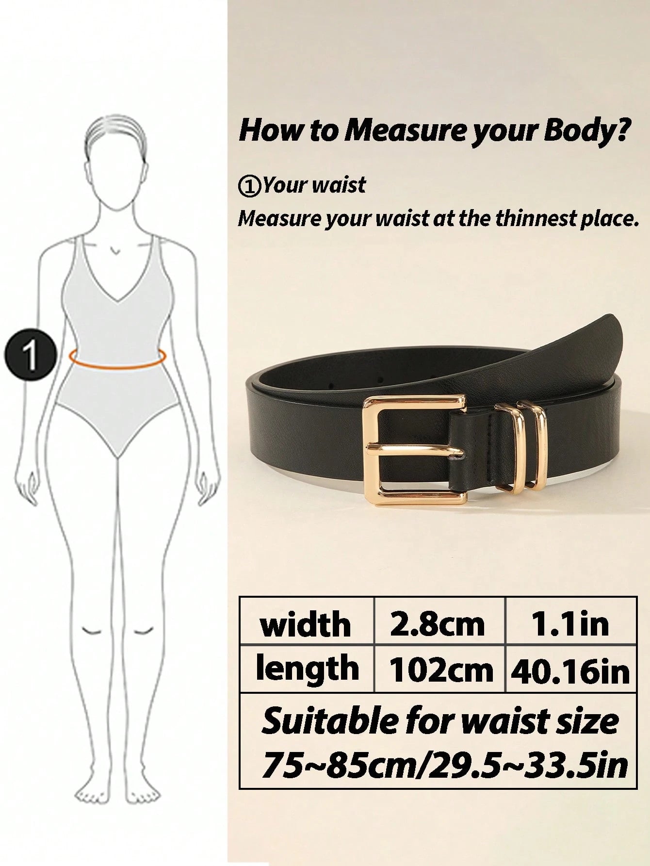 1/3pcs Fashionable Square Buckle Women's Belt, Minimalist & Versatile For Pants, Dresses, Casual & Elegant, Suitable For Waist Size 75~85cm/29.5~33.5in