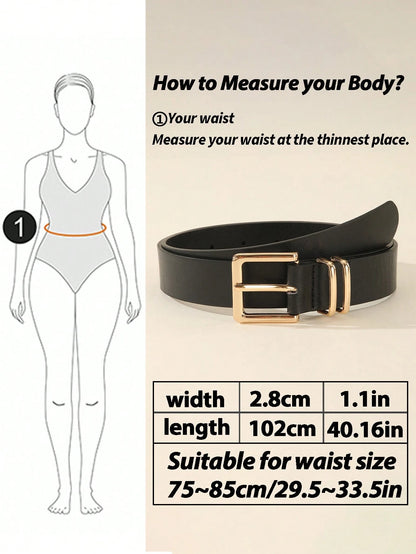 1/3pcs Fashionable Square Buckle Women's Belt, Minimalist & Versatile For Pants, Dresses, Casual & Elegant, Suitable For Waist Size 75~85cm/29.5~33.5in