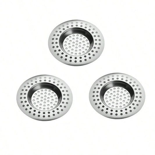 1/3pcs Stainless Steel Kitchen Sink Strainer, Standard Drain Filter Protector For Hair/Food Collection, Suitable For Bathroom, Kitchen, Shower