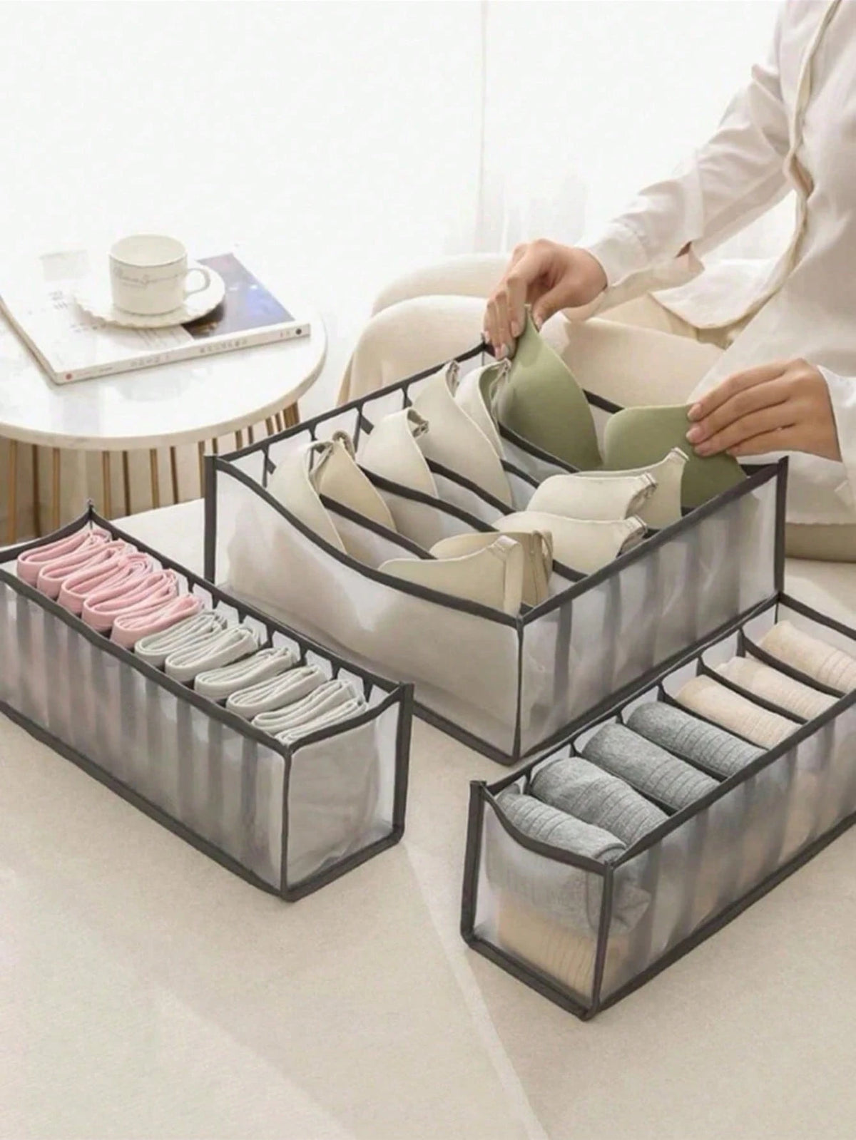 1/3pcs Underwear Socks Drawer Organizer- Foldable Fabric Storage Box, Bra, Panties, Socks, T-Shirts, Pants, Jeans Divider Storage Box, Closet Wardrobe Home Storage