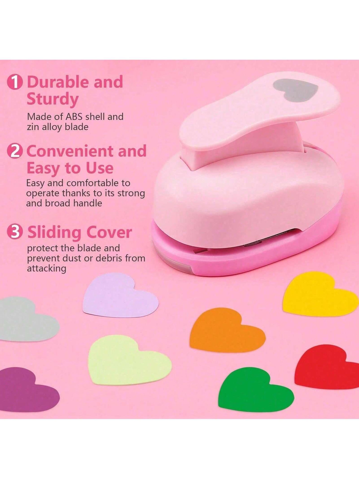 1.4 Inch Heart Punch, 10mm 15mm 25mm 35mm Heart Lever Action Craft Punch, Heart Shaped Hole, Weddings, Cardstock, Gift Wrapping, Greeting Cards And Scrapbooks
