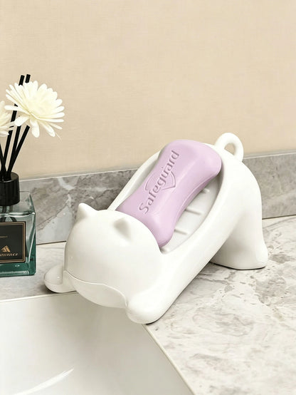 1/4pcs Self-Draining Plastic Soap Dish Set, No-Drill Adhesive Wall-Mounted Soap Holder, Suitable For Bathroom Sink, Bathtub And Shower, Quick-Drying With Storage Soap Tray, Suitable For Kitchen Counte