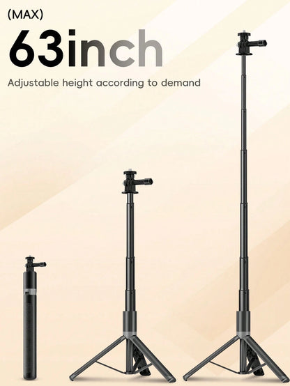 1.6m/63in Extendable Camera Tripod Selfie Stick, Aluminum Alloy Monopod Stand Suitable For Phone, DSLR Camera And Ring Light