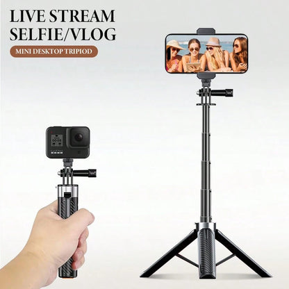1.6m/63in Extendable Camera Tripod Selfie Stick, Aluminum Alloy Monopod Stand Suitable For Phone, DSLR Camera And Ring Light