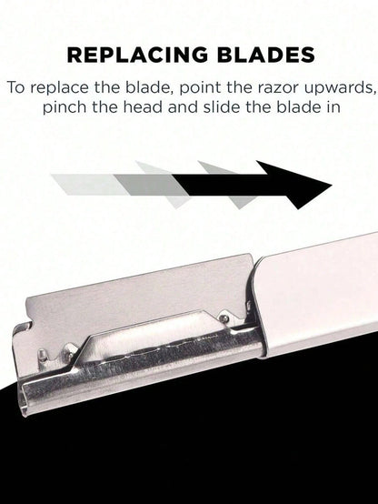 1 Black Scraper+10 Blades;Unisex Folding Travel Straight Edge Razor Set With Ultra-Thin Stainless Steel Double-Sided Blades, Suitable For Home And Salon Beauty Use