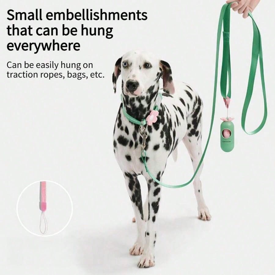 1 Dispenser + 15pcs/1roll, Flower Shaped Dog Poop Picker- Thickened Portable Dog Poop Bag Dispenser, Outdoor Travel Dog Walking Cleaning Tool, Pet Owner Hygiene Waste Removal Accessory