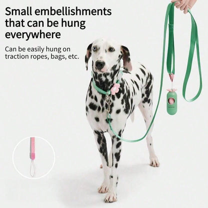 1 Dispenser + 15pcs/1roll, Flower Shaped Dog Poop Picker- Thickened Portable Dog Poop Bag Dispenser, Outdoor Travel Dog Walking Cleaning Tool, Pet Owner Hygiene Waste Removal Accessory
