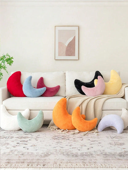 1 Moon-Shaped Throw Pillow, Soft Faux Rabbit Fur Decorative Cushion, Suitable For Bed, Sofa, Plush Room Decor Pillow, Suitable For Bedroom, Living Room, Garden, Bedroom Decor, Room Decor Fall Thanksgi