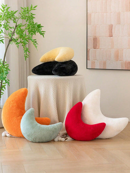 1 Moon-Shaped Throw Pillow, Soft Faux Rabbit Fur Decorative Cushion, Suitable For Bed, Sofa, Plush Room Decor Pillow, Suitable For Bedroom, Living Room, Garden, Bedroom Decor, Room Decor Fall Thanksgi