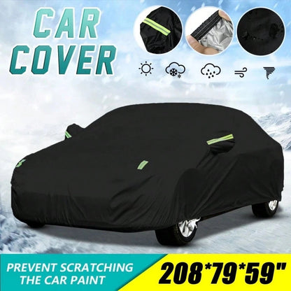 1 Pack Heavy Duty Waterproof Full Car Cover, All Weather Windproof Dustproof UV Sun Resistant Auto Protector Shield, All Season Outdoor Vehicle Cover For Sedan SUV Van Daily Car Protection