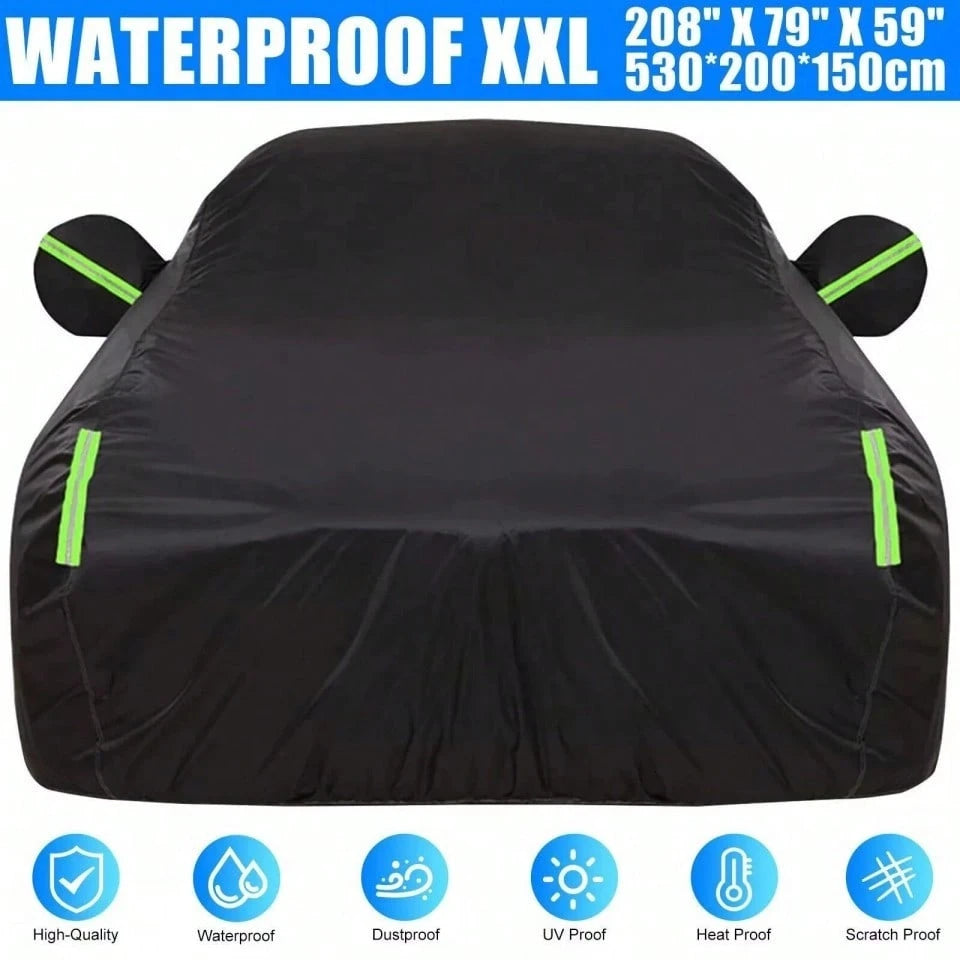 1 Pack Heavy Duty Waterproof Full Car Cover, All Weather Windproof Dustproof UV Sun Resistant Auto Protector Shield, All Season Outdoor Vehicle Cover For Sedan SUV Van Daily Car Protection