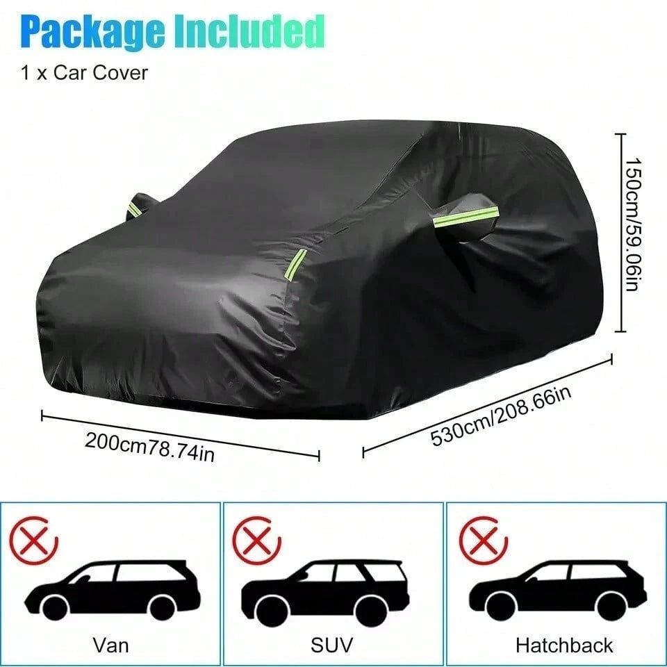 1 Pack Heavy Duty Waterproof Full Car Cover, All Weather Windproof Dustproof UV Sun Resistant Auto Protector Shield, All Season Outdoor Vehicle Cover For Sedan SUV Van Daily Car Protection