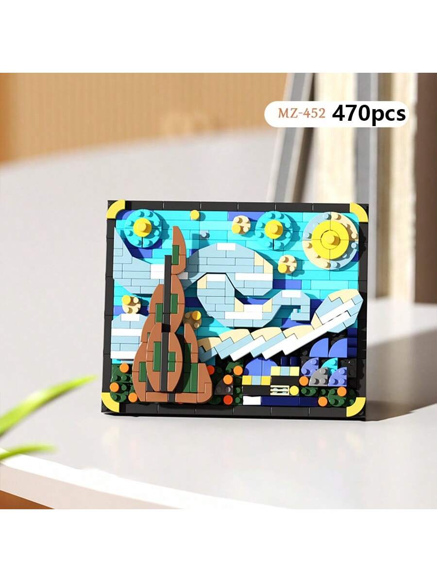 1 Painting Building Blocks, DIY Painting Building Blocks, Starry Sky, Girl, Waves, Mountains, Building Blocks, Birthday Gift, Painting Enthusiasts Desktop Decor, Living Room Decor, Office Desk Ornamen