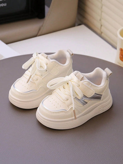 1 Pair Color-Matched Hook And Loop Closure Baby Shoes, Low-Top Thick Sole Unisex Toddler Sports Shoes, Fashionable And Comfortable Baby Sneakers