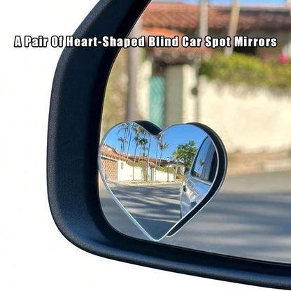 1 Pair Heart-Shaped Blind Spot Mirrors, Car Heart-Shaped Blind Spot Mirrors, Car Frameless Blind Spot Mirrors, 360° Wide Angle Convex Mirrors, Fan-Shaped Blind Spot Rearview Mirrors, Parking Mirrors