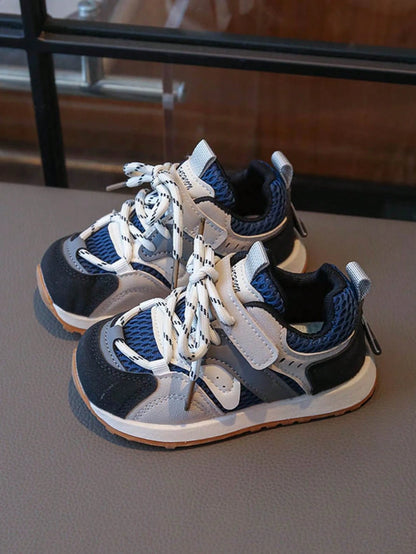 1 Pair New Dual-Mesh Breathable Sports Shoes For Boys And Girls, Comfortable Versatile Fashion Non-Slip Hook And Loop Casual Athletic Shoes