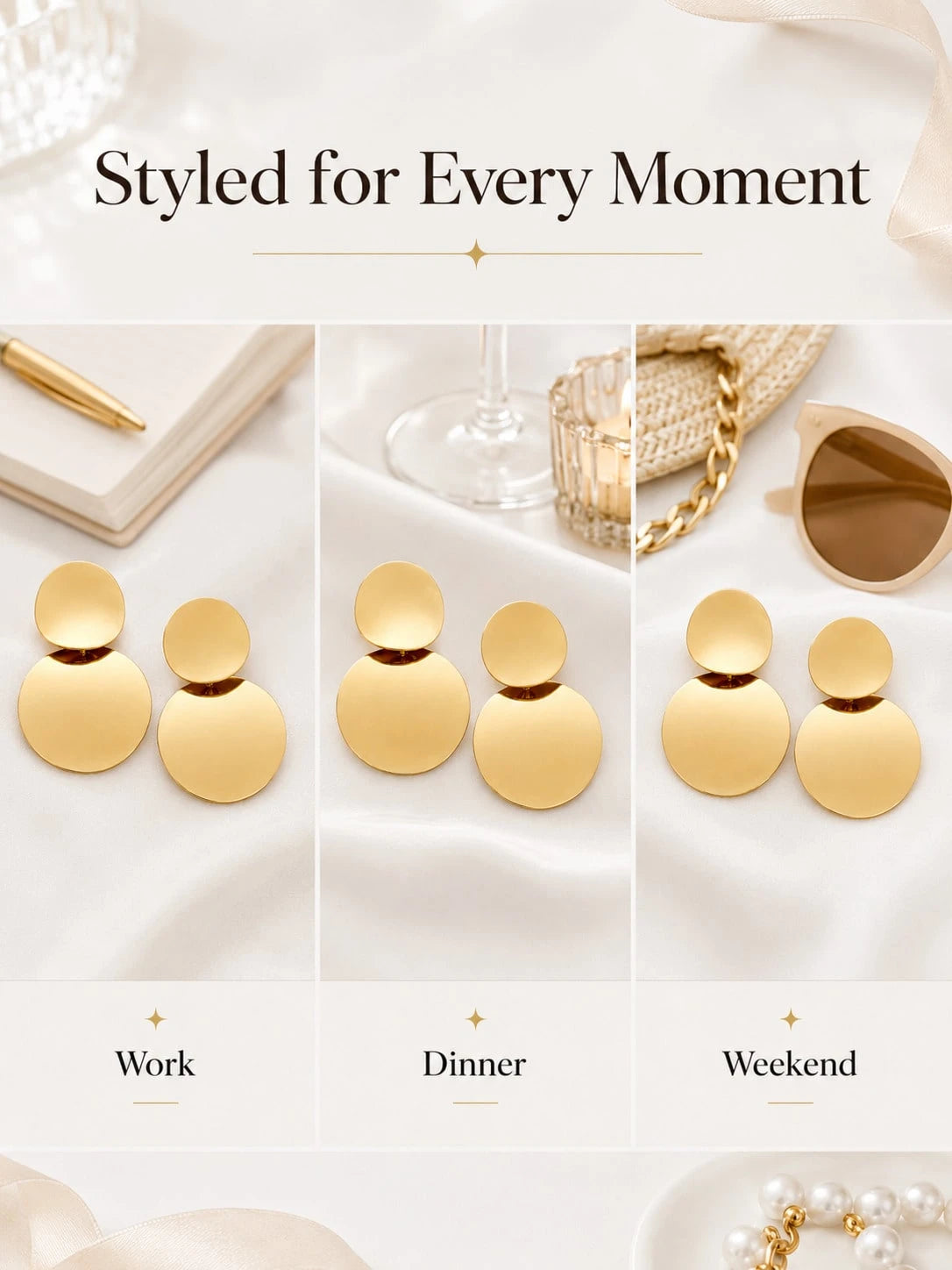 1 Pair Retro Chic Circle Drop Earrings, Minimalist Round Statement Earrings Women, Elegant Everyday Fashion Accessory Party, & Styling