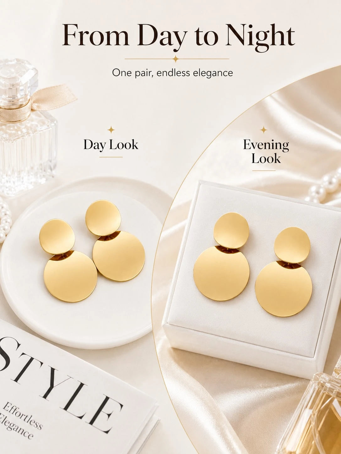 1 Pair Retro Chic Circle Drop Earrings, Minimalist Round Statement Earrings Women, Elegant Everyday Fashion Accessory Party, & Styling