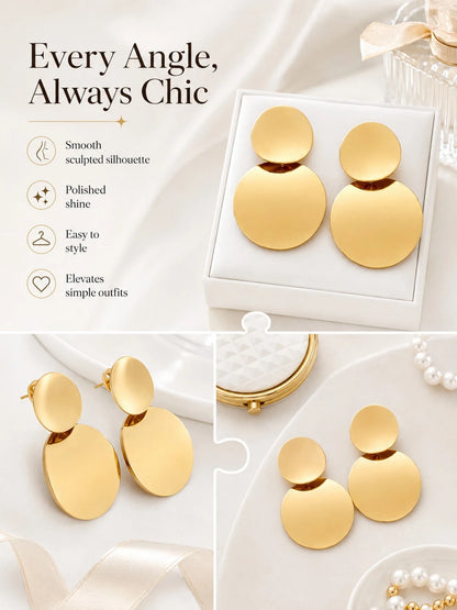 1 Pair Retro Chic Circle Drop Earrings, Minimalist Round Statement Earrings Women, Elegant Everyday Fashion Accessory Party, & Styling