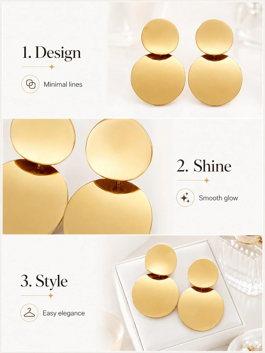 1 Pair Retro Chic Circle Drop Earrings, Minimalist Round Statement Earrings Women, Elegant Everyday Fashion Accessory Party, & Styling
