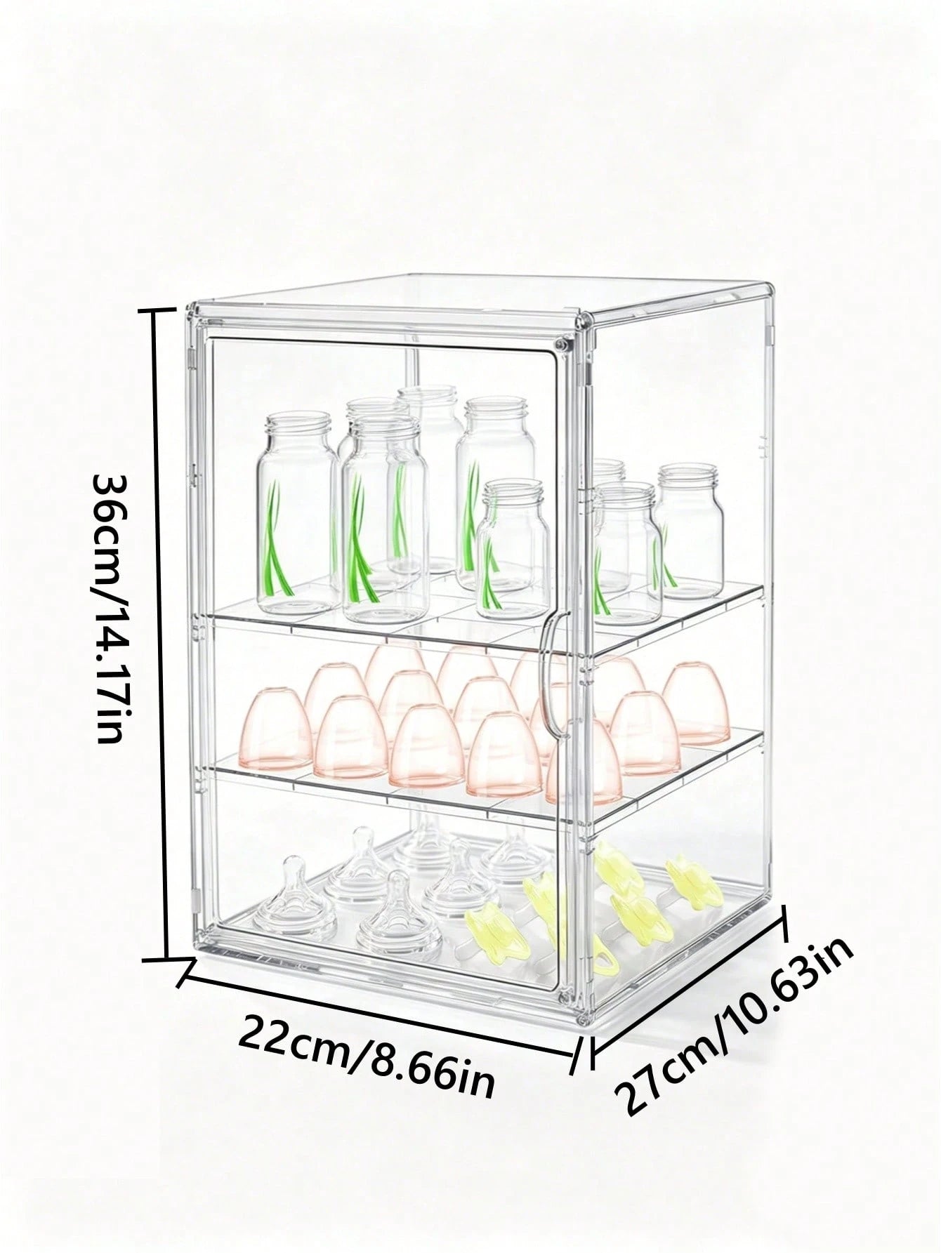 1 Pc 3/2 Layer Water Bottle Storage Box, Adjustable Transparent Acrylic, Transparent Baby Product Storage Box, Dustproof, Used For Baby Essentials