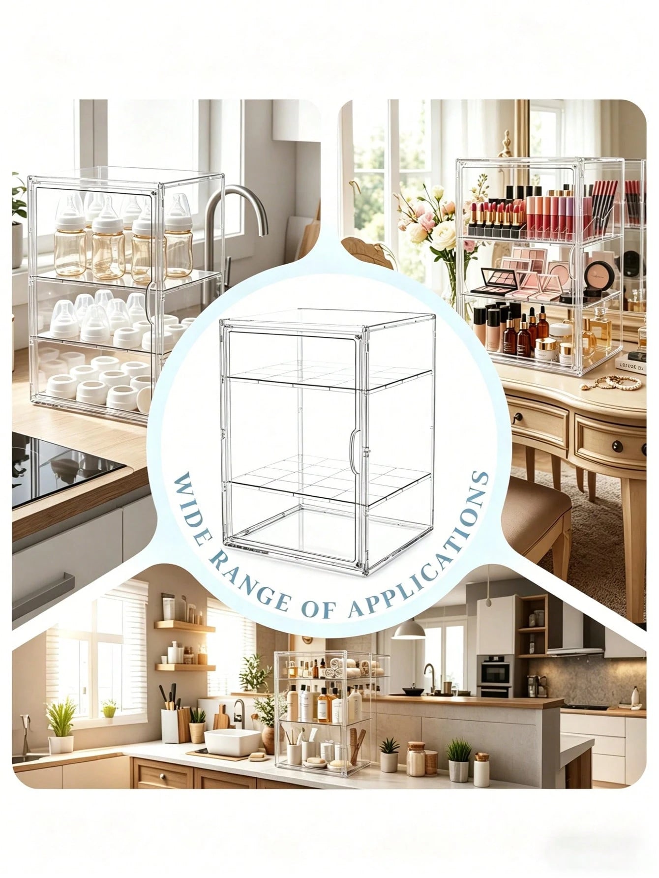 1 Pc 3/2 Layer Water Bottle Storage Box, Adjustable Transparent Acrylic, Transparent Baby Product Storage Box, Dustproof, Used For Baby Essentials