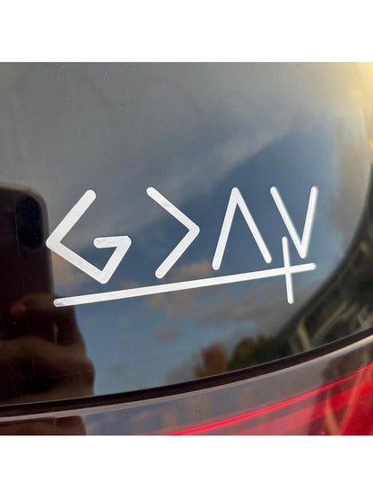1 Pc God Is Greater Than The Highs And Lows With Cross Car Decal, Self-Adhesive Vinyl Geometric & Slogan Pattern Sticker Can Be Applied On Car Window, Water Bottle, Laptop